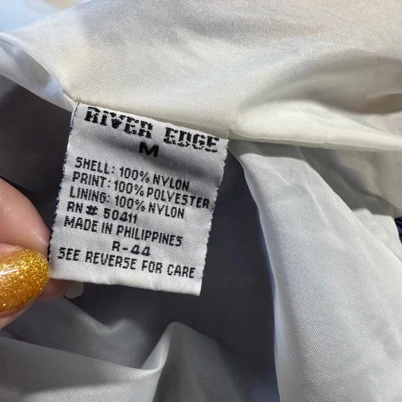 River Edge 80's Sport Windbreaker Jacket Sz M Colorful Baroque Print Nylon Track - Picture 6 of 9